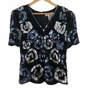 Adrianna Papell Evening Silk Sequined Blouse